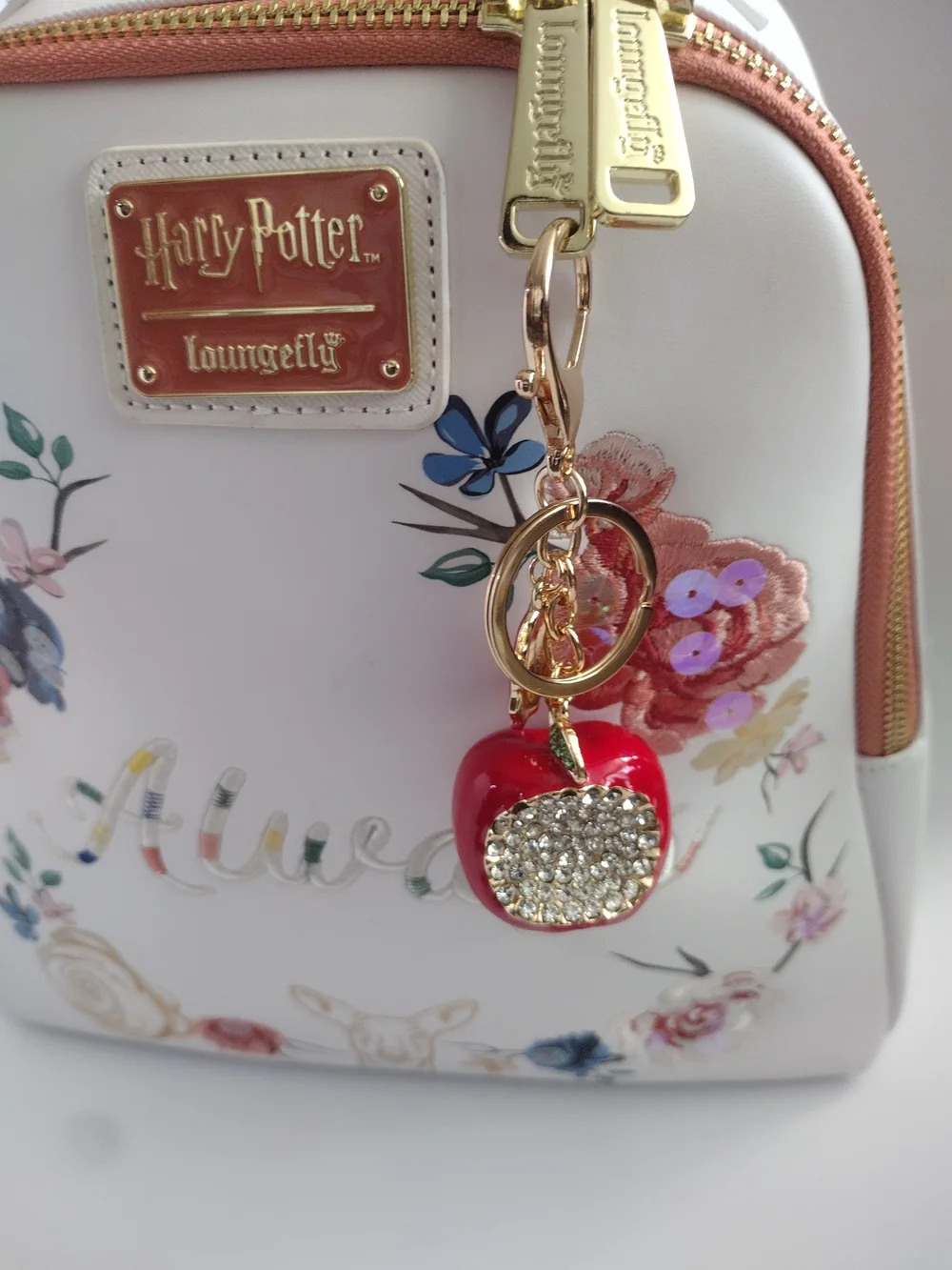 Sparkly Red Apple Purse Charm